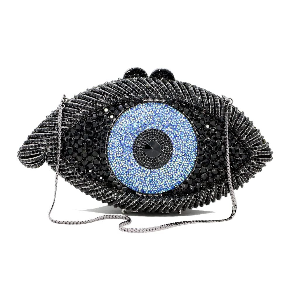 5243 Black Clutch Purses Evening Handbags Evil Eye Designers Bridal Wedding